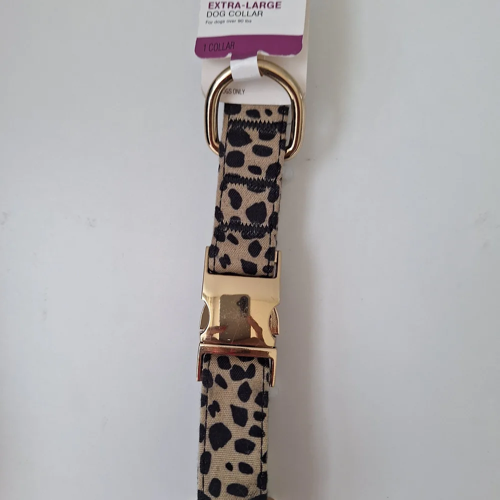 Boots & Barkley Leopard Print Dog Collar with Gold Hardware